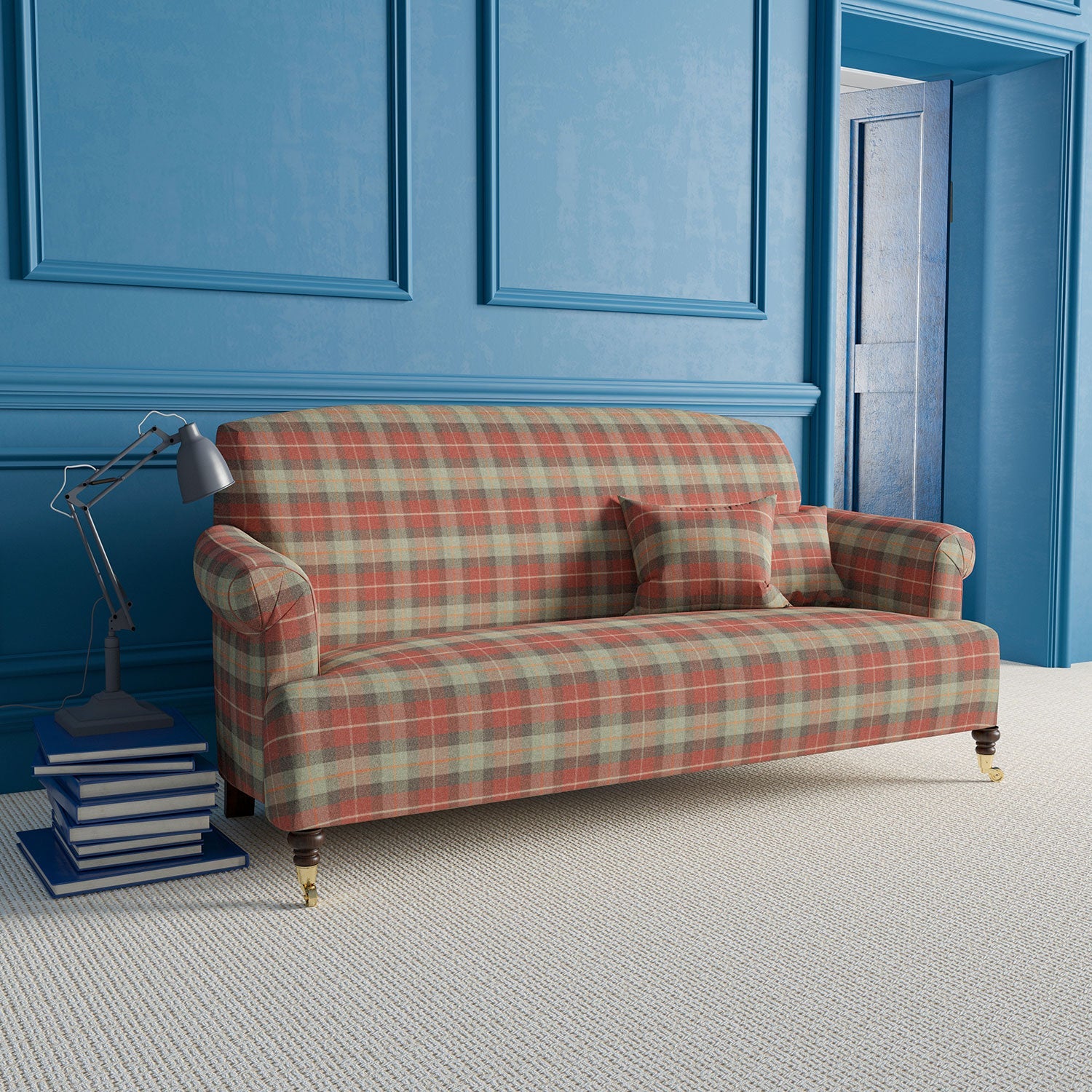 Linwood Brunswick Check Maple Check FR Made to Measure Curtains