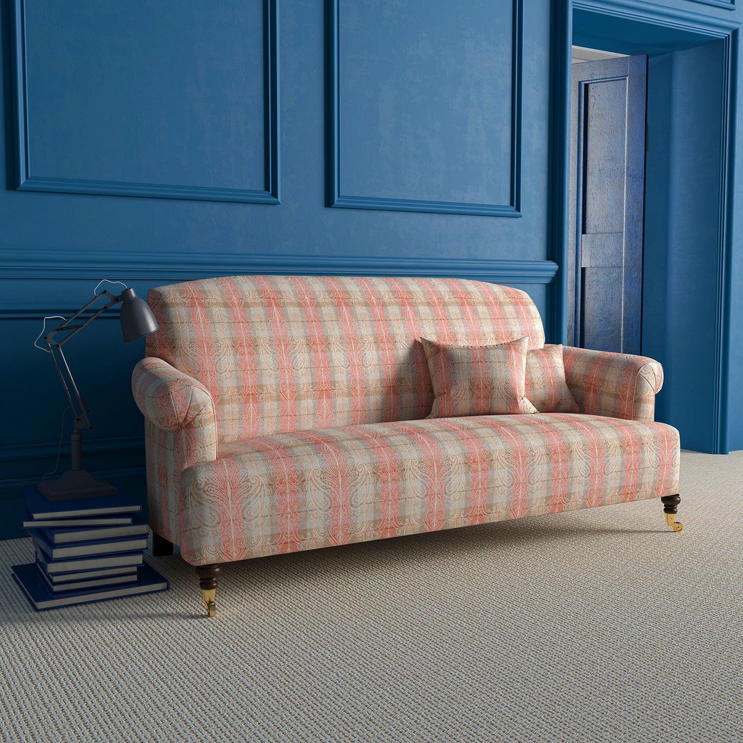 Linwood Alberta Salmon Jacquard FR Made to Measure Curtains