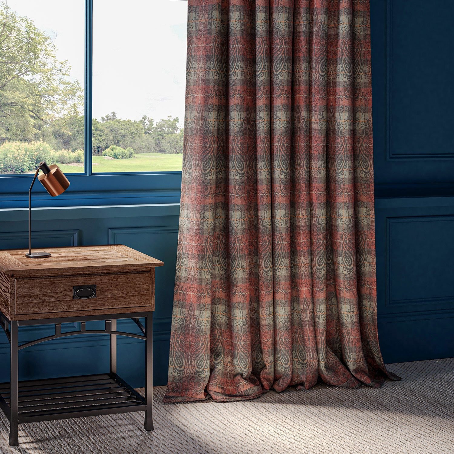 Linwood Alberta Maple Jacquard FR Made to Measure Curtains
