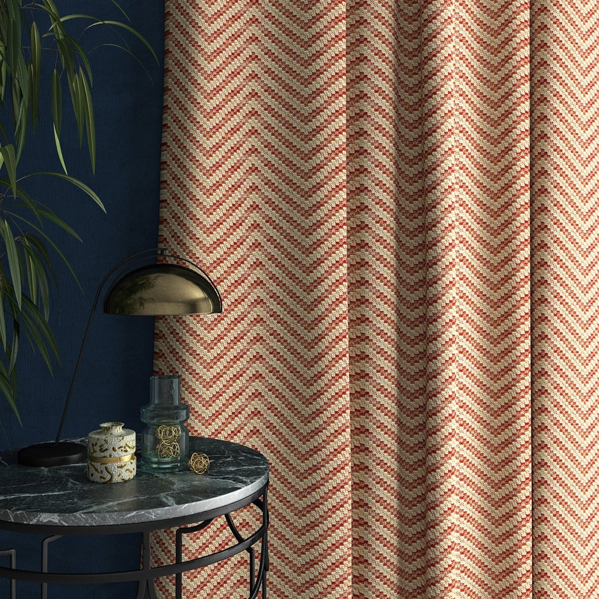 Linwood Zeus Red FR Made to Measure Curtains