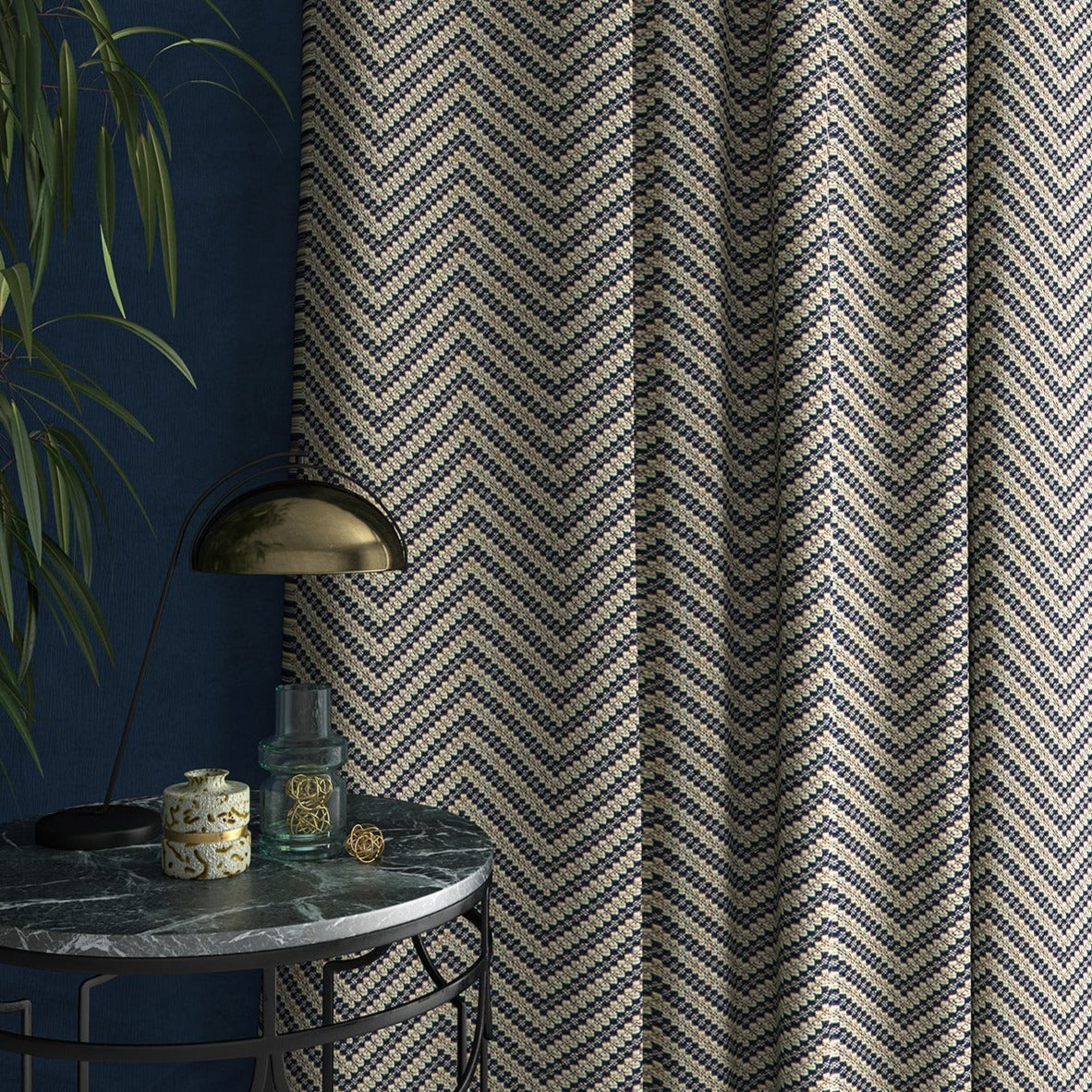 Linwood Zeus Navy FR Made to Measure Curtains