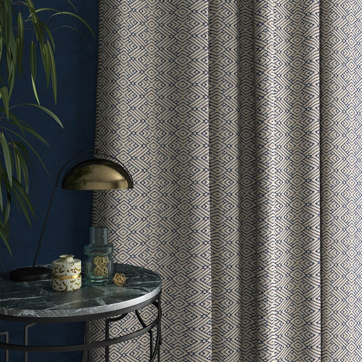 Linwood Tanuki Indigo FR Made to Measure Curtains