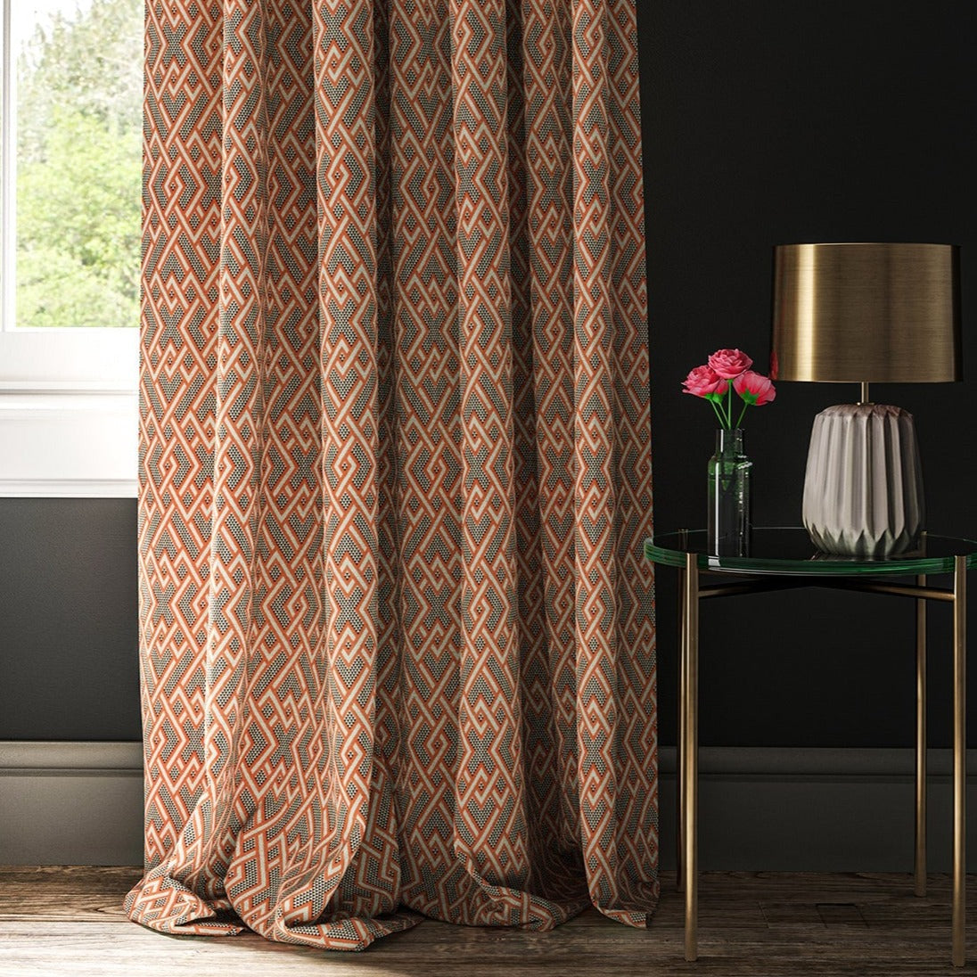 Linwood Pagoda Tomato Made to Measure Curtains