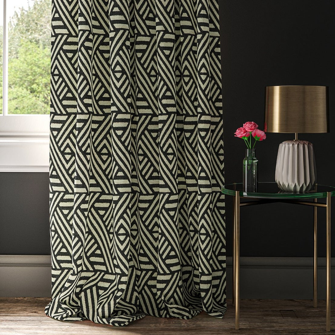 Linwood Pampas Charcoal Made to Measure Curtains