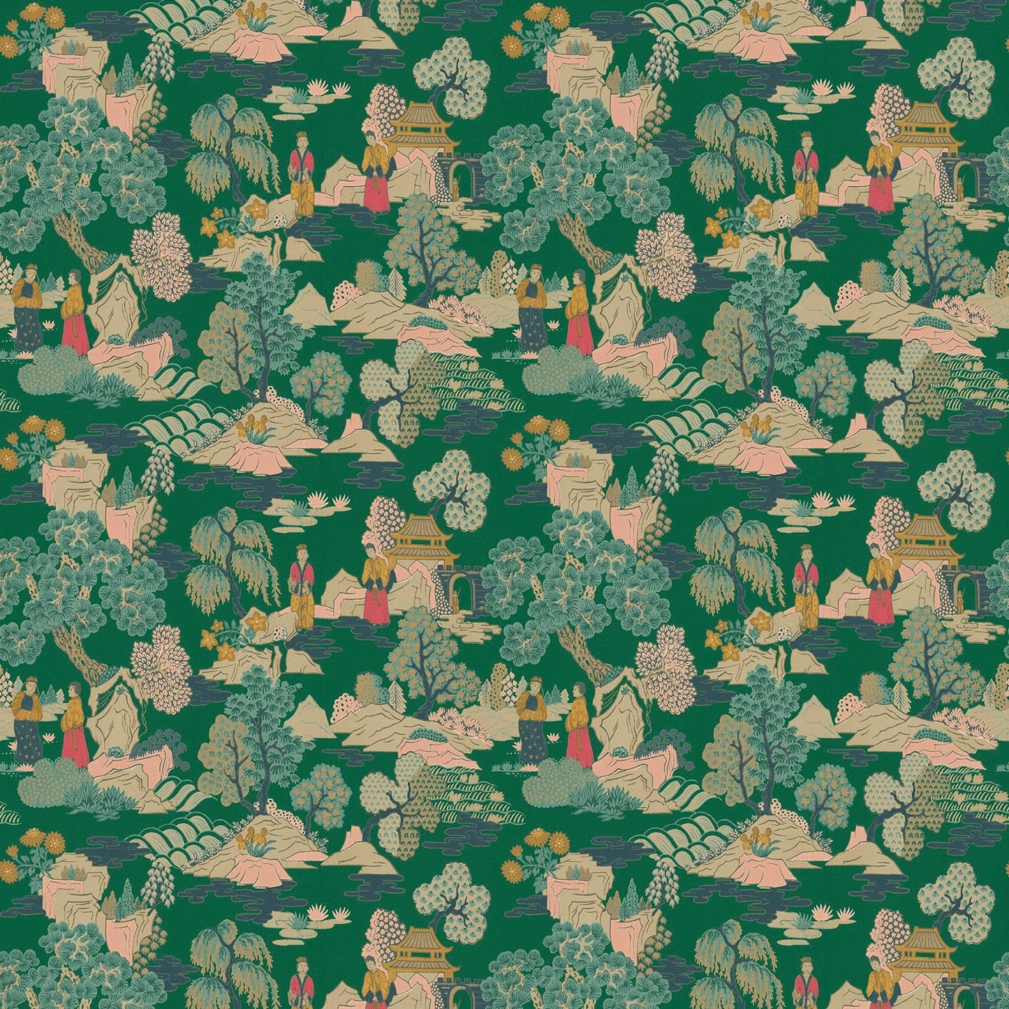Linwood Japanese Garden Jade FR Made to Measure Curtains