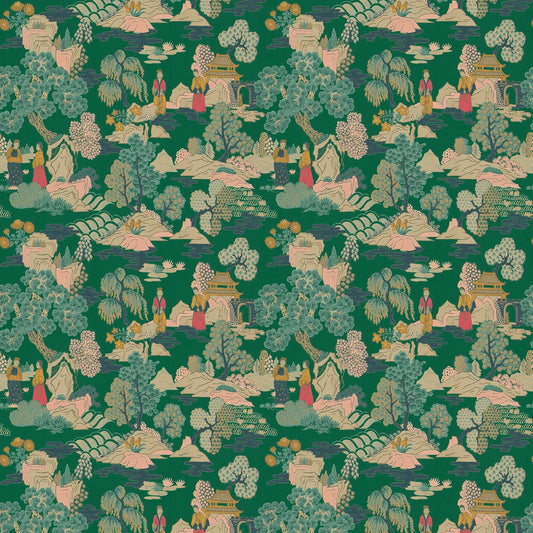 Linwood Japanese Garden Jade FR Made to Measure Curtains