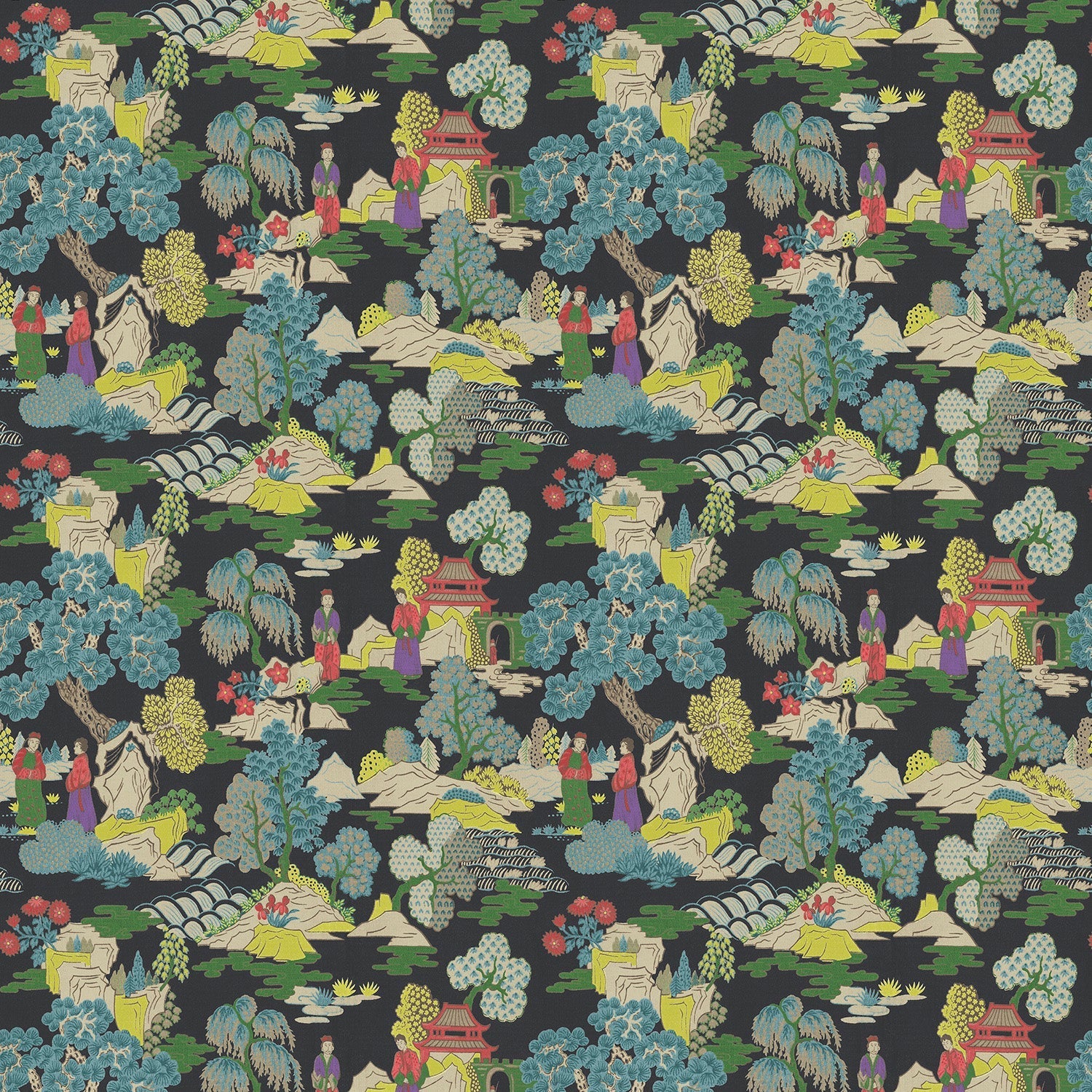 Linwood Japanese Garden Dayglow FR Made to Measure Curtains