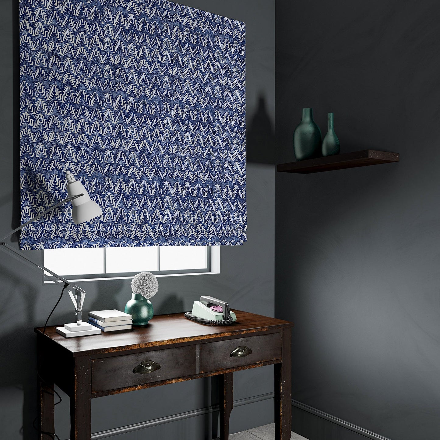 Linwood Ric Rac Ultramarine FR Made to Measure Curtains