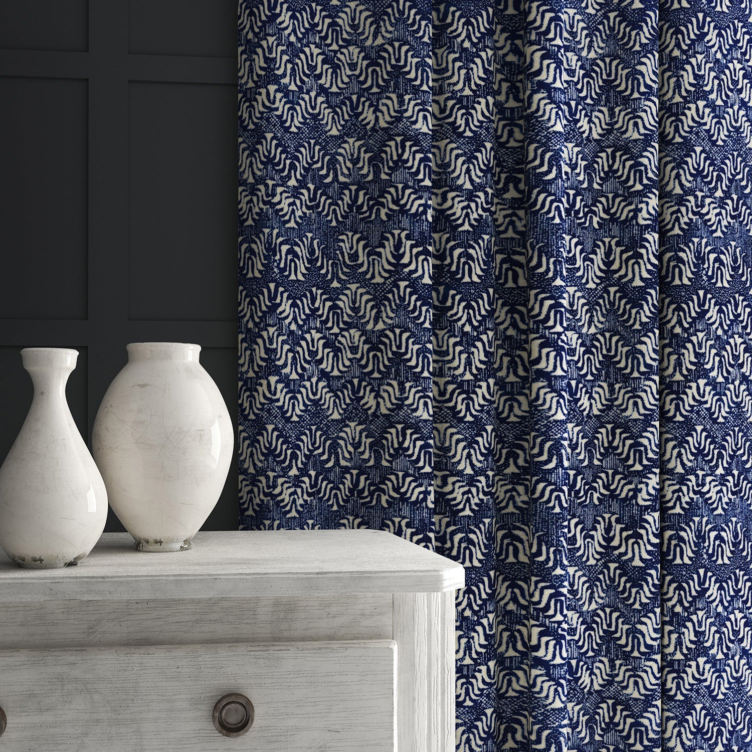 Linwood Ric Rac Ultramarine FR Made to Measure Curtains