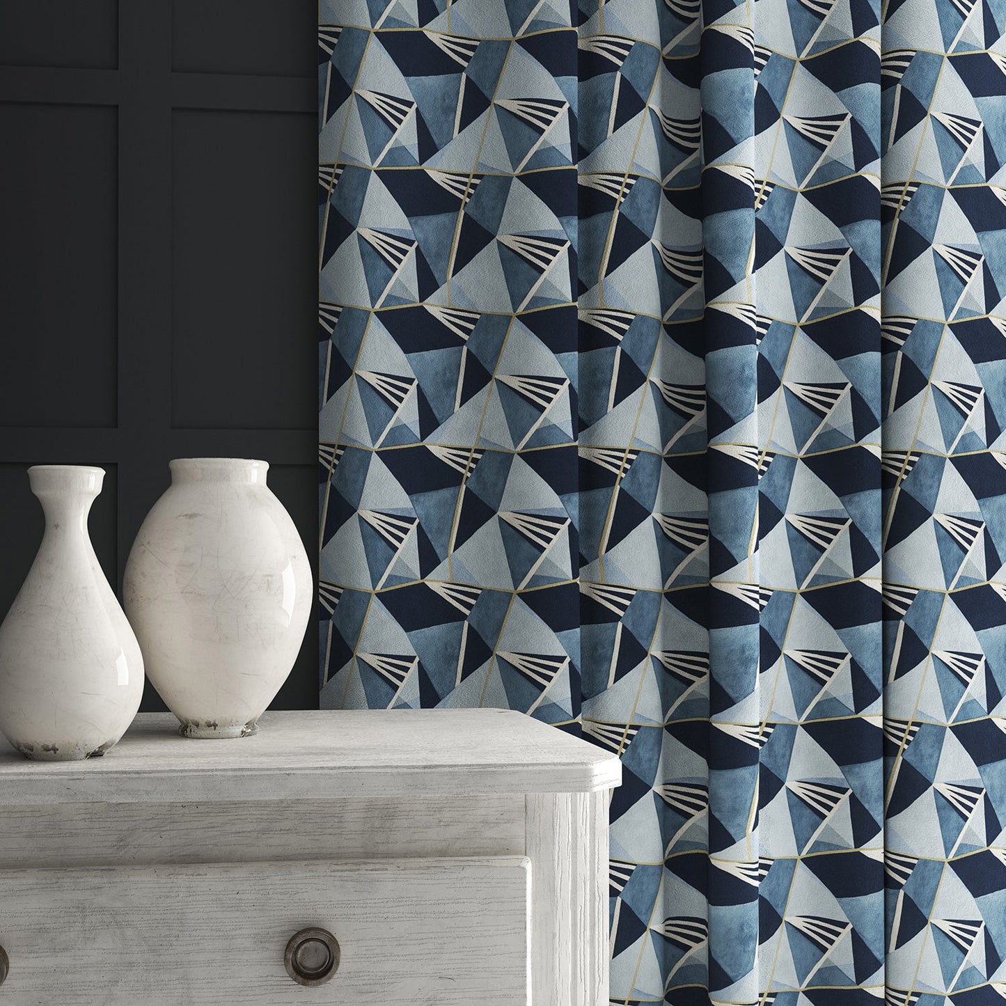 Linwood Gem Blue Onyx FR Made to Measure Curtains