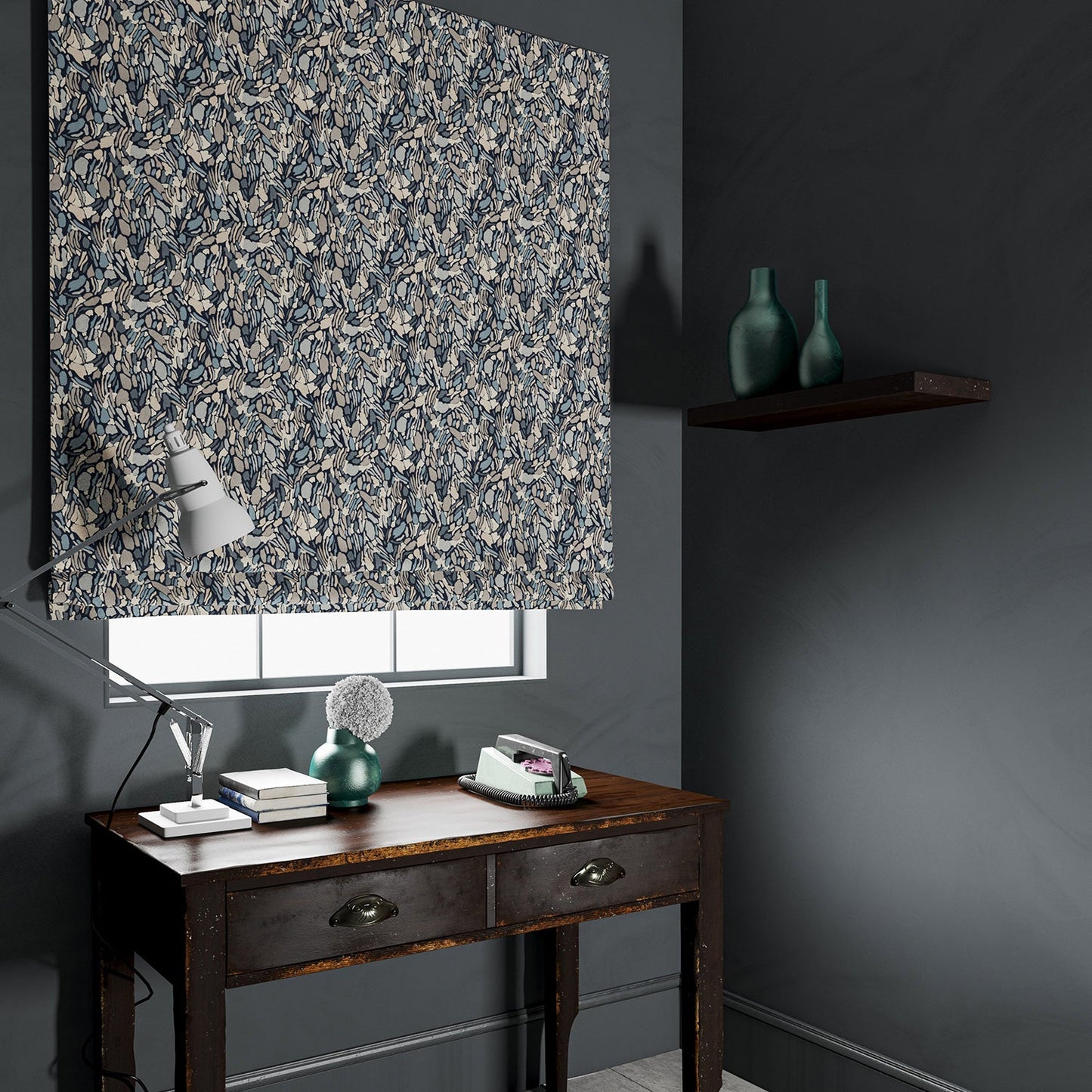 Linwood Chesil Beach Blue Granite FR Made to Measure Curtains