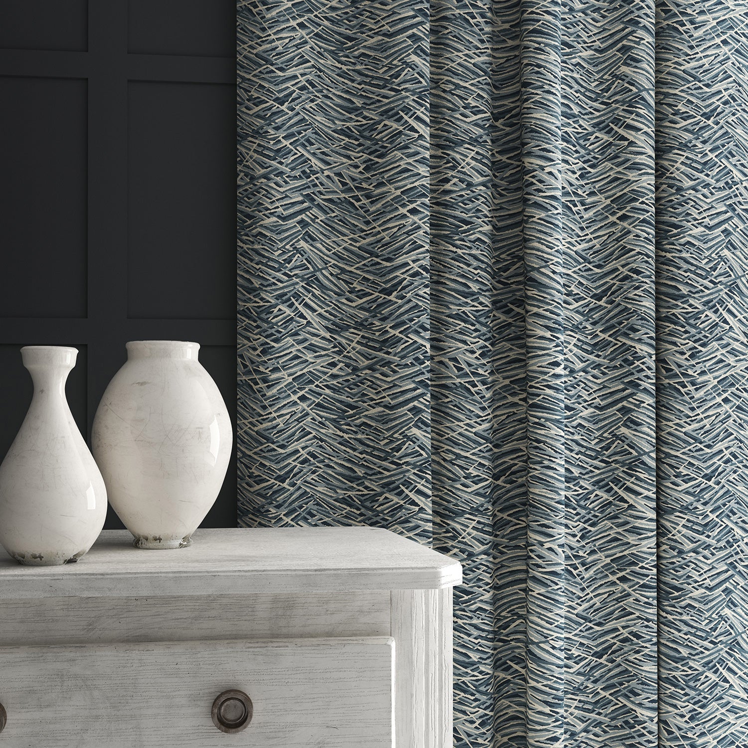 Linwood Kerplunk Steel Grey FR Made to Measure Curtains