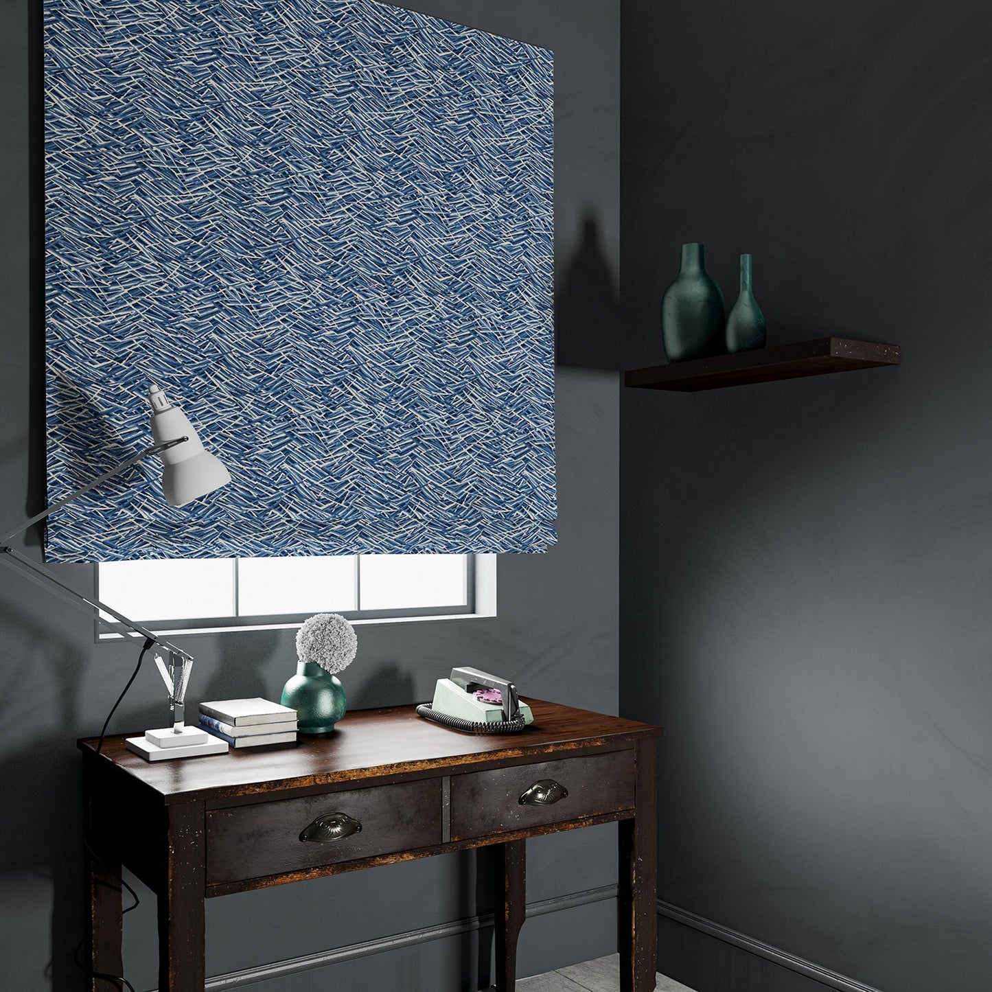 Linwood Kerplunk Indigo FR Made to Measure Curtains