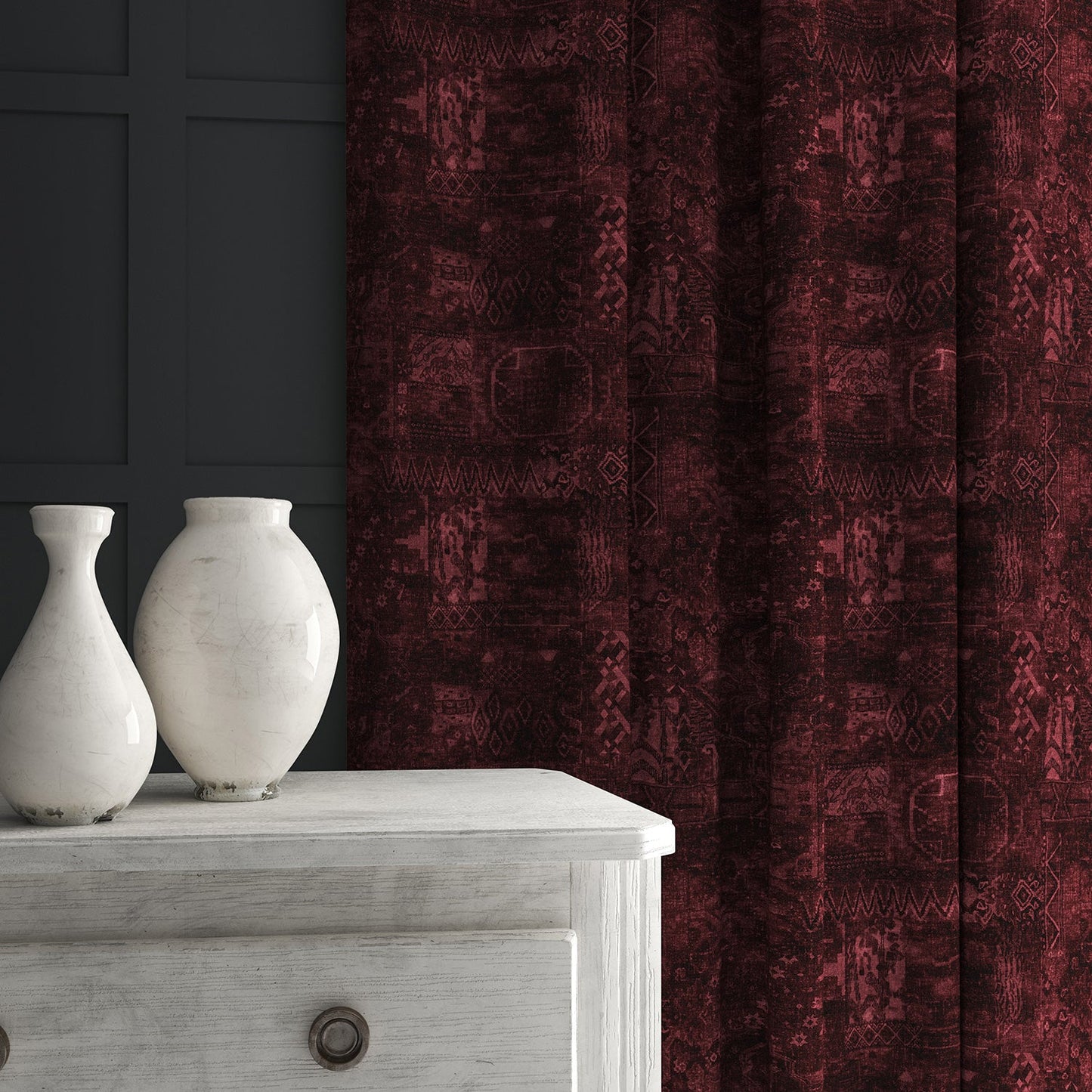 Linwood Fez Wine FR Made to Measure Curtains