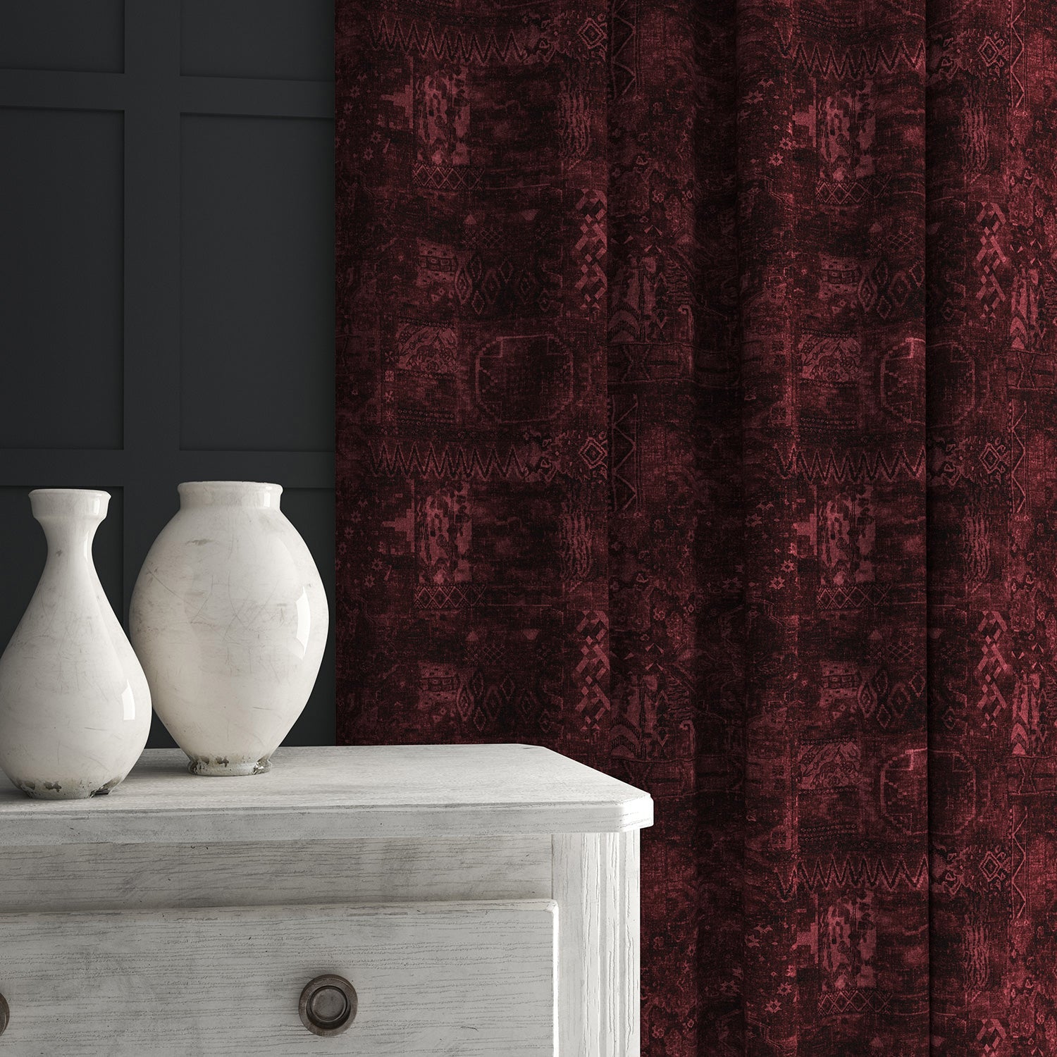 Linwood Fez Wine FR Made to Measure Curtains