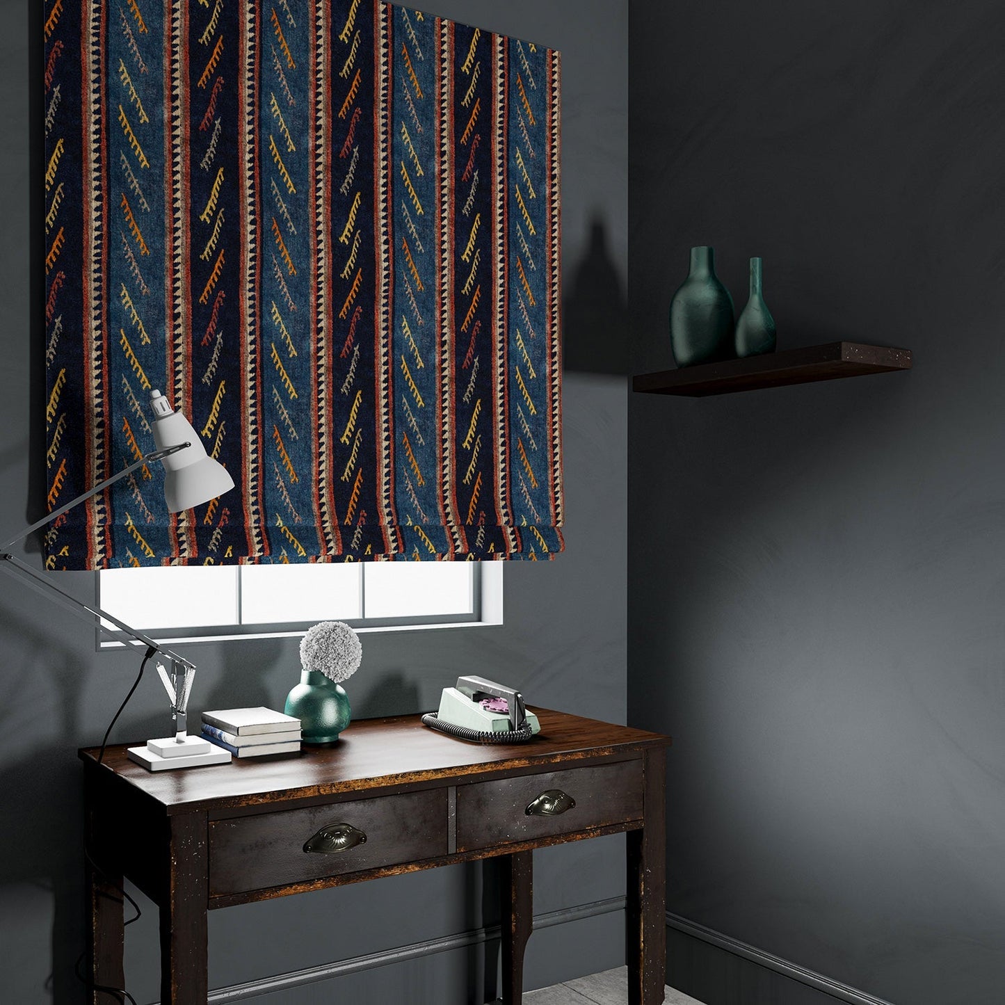 Linwood Hi Ho Silver Navy FR Made to Measure Curtains