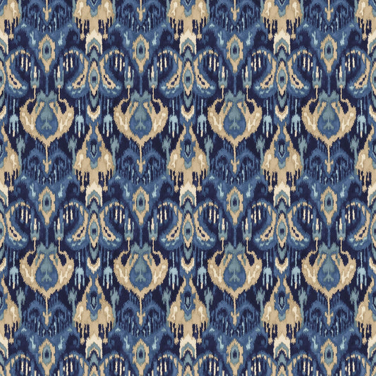 Linwood Bukhara Indigo FR Made to Measure Curtains