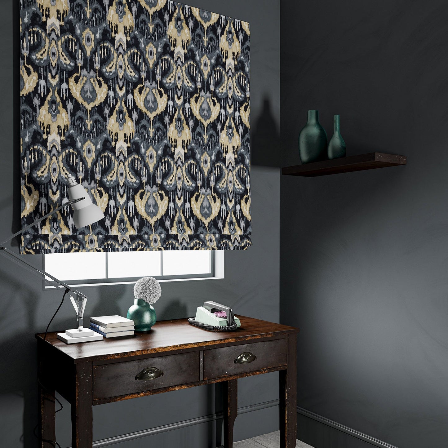 Linwood Bukhara Graphite FR Made to Measure Curtains