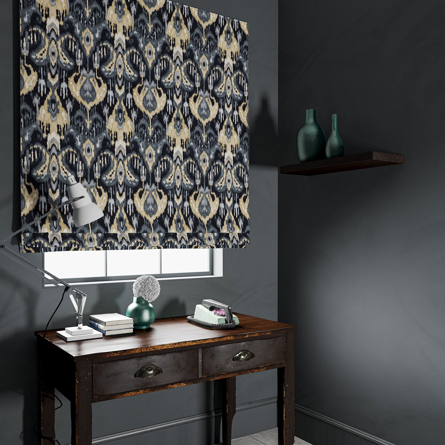 Linwood Bukhara Graphite FR Made to Measure Curtains