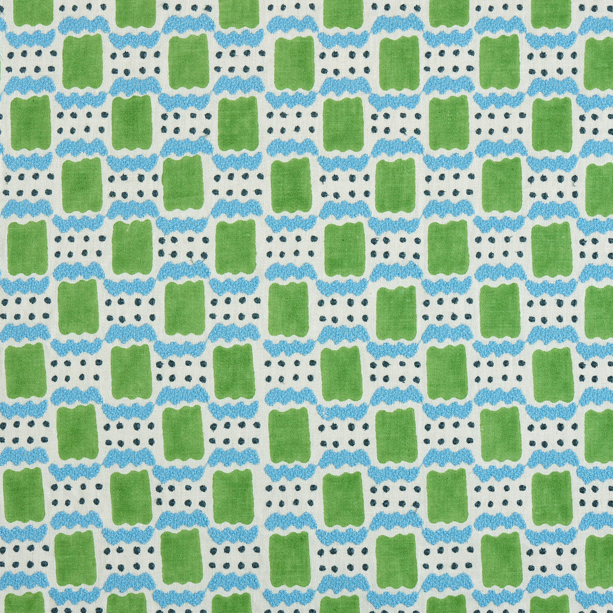 Linwood Ravioli Embroidery Kelly Green Made to Measure Roman Blinds
