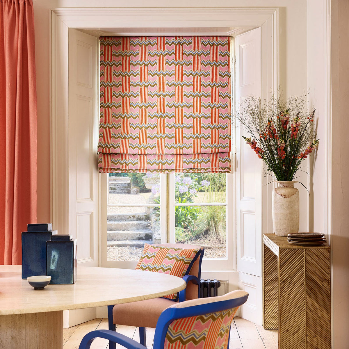 Linwood Ahoy There Embroidery Tequila Sunrise Made to Measure Roman Blinds