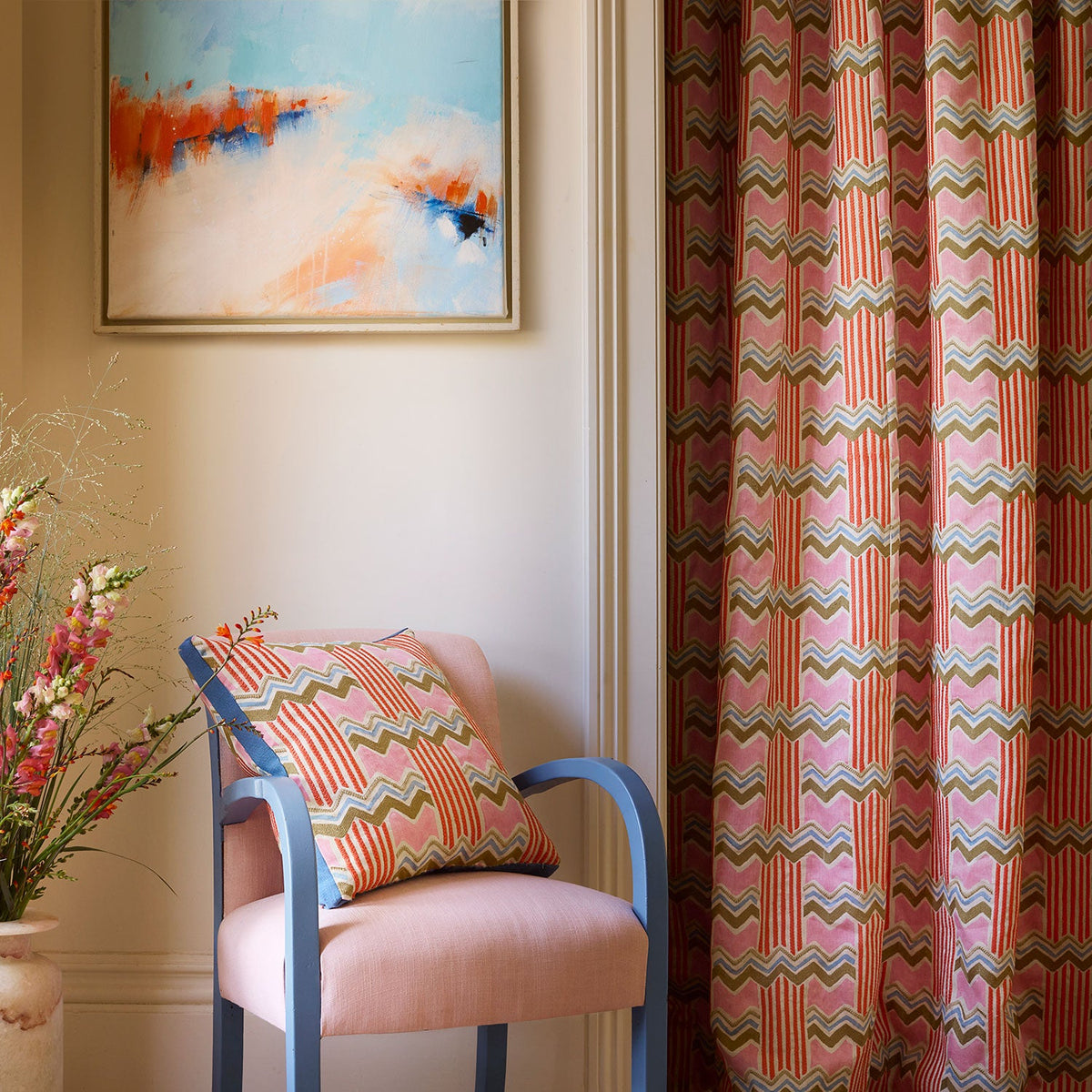 Linwood Ahoy There Embroidery Tequila Sunrise Made to Measure Roman Blinds
