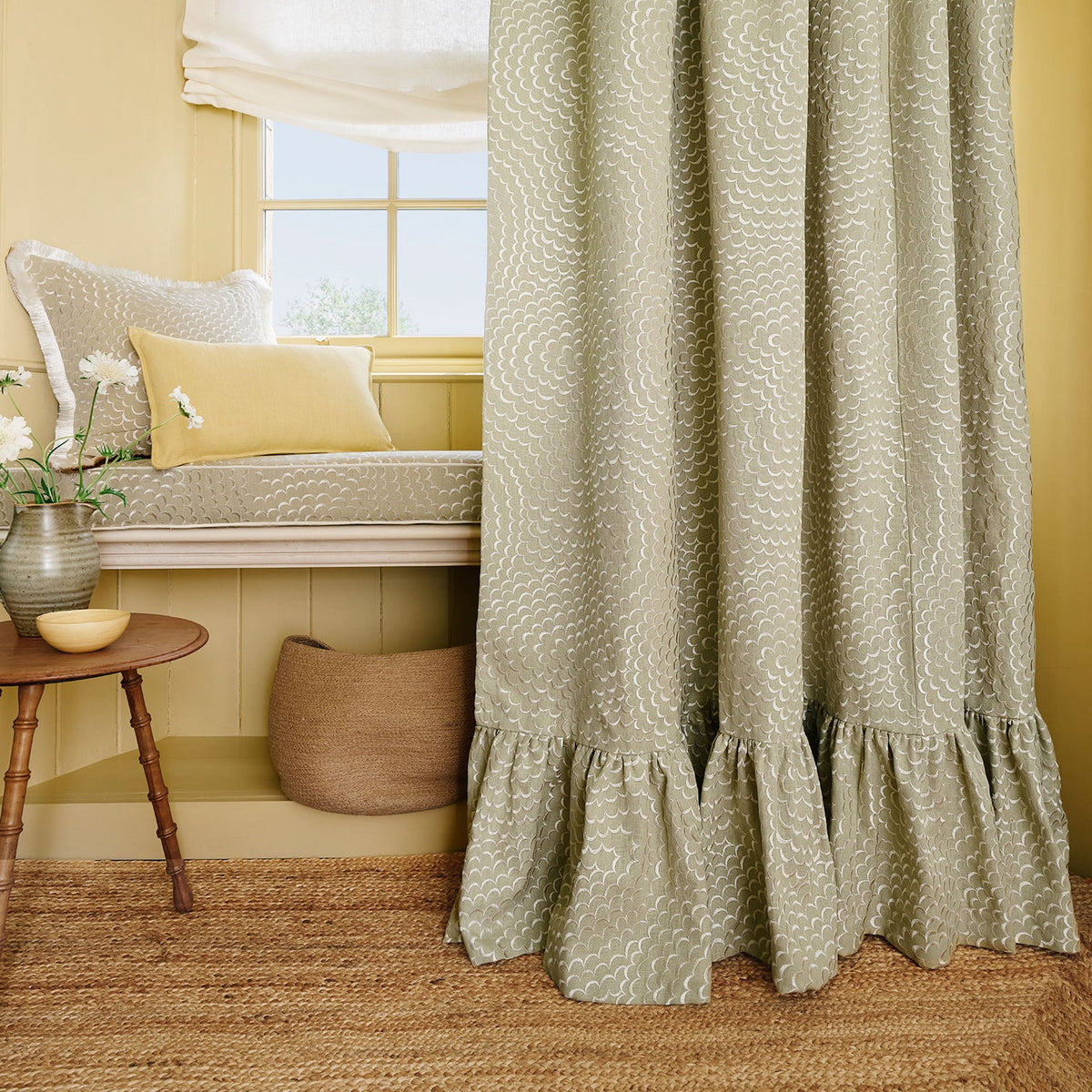 Linwood Nimbus Embroidery Eau De Nil Made to Measure Curtains