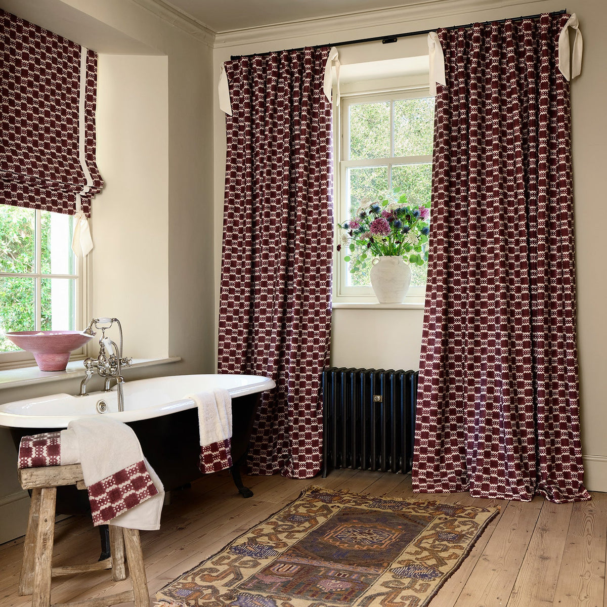 Linwood Ravioli Damson FR Made to Measure Roman Blinds