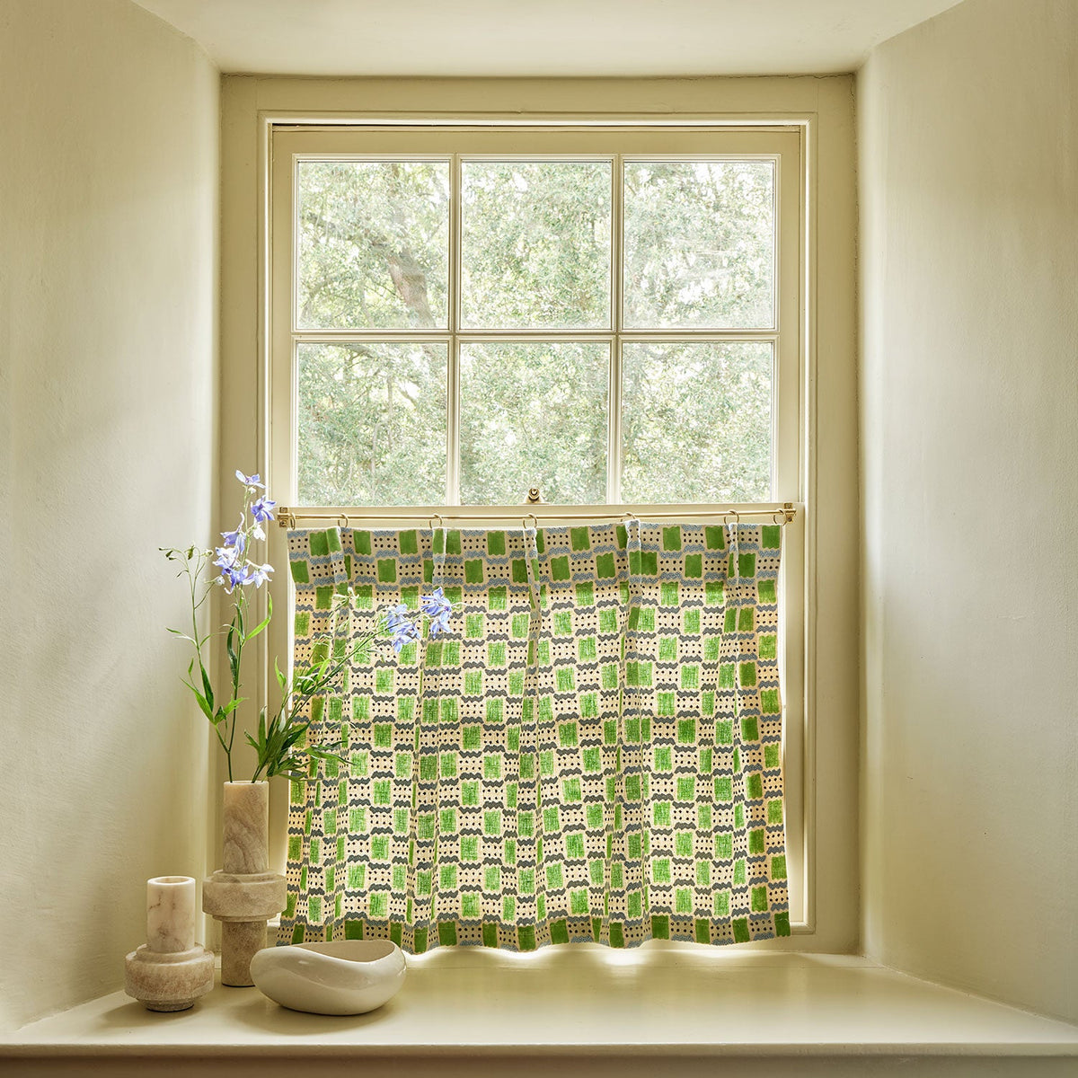 Linwood Ravioli Embroidery Kelly Green Made to Measure Roman Blinds