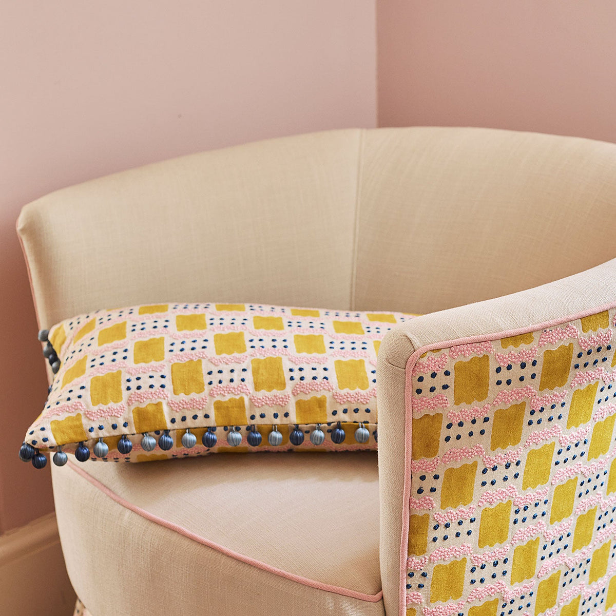 Linwood Ravioli Embroidery Sherbet Made to Measure Roman Blinds