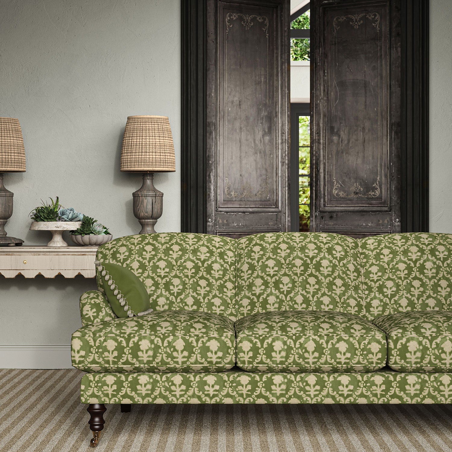 Linwood Hinako Olive FR Made to Measure Curtains