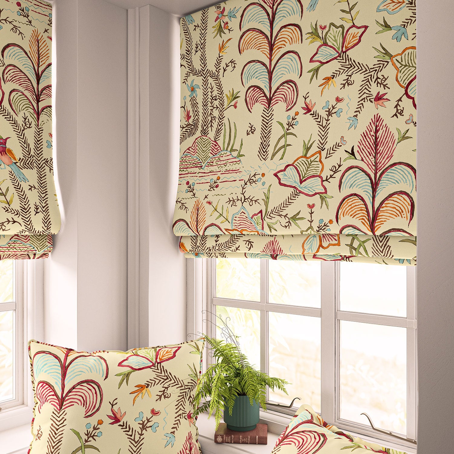 Linwood Songbird Linen Crimson Made to Measure Curtains