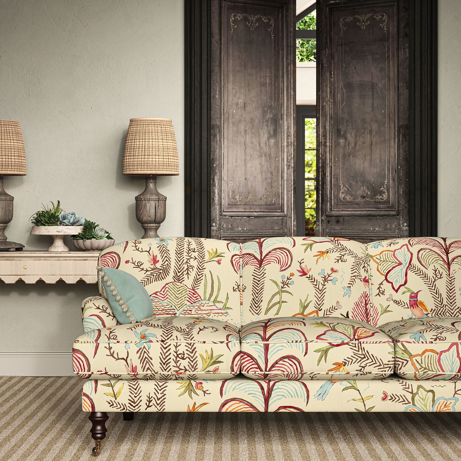 Linwood Songbird Linen Crimson FR Made to Measure Curtains