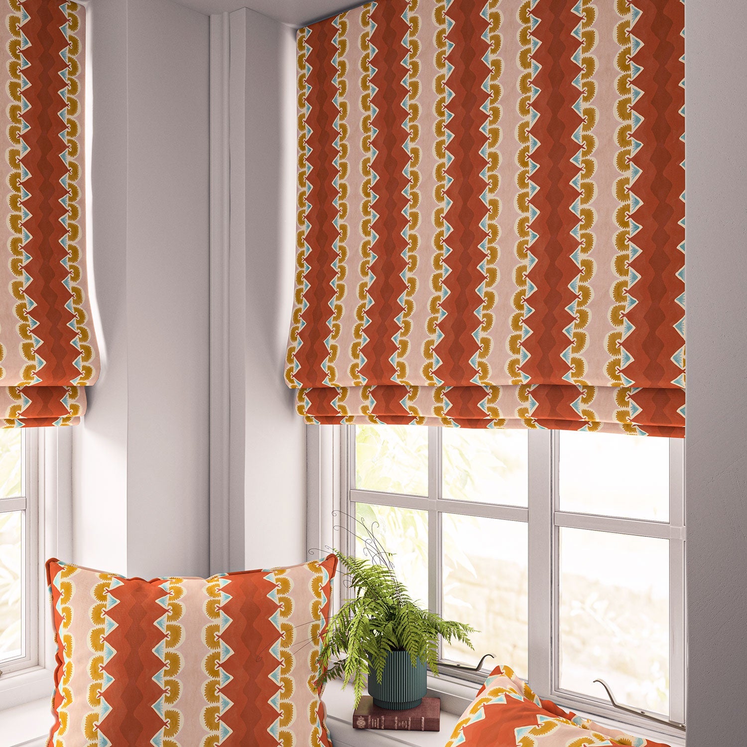 Linwood Taiki Brick Red FR Made to Measure Curtains