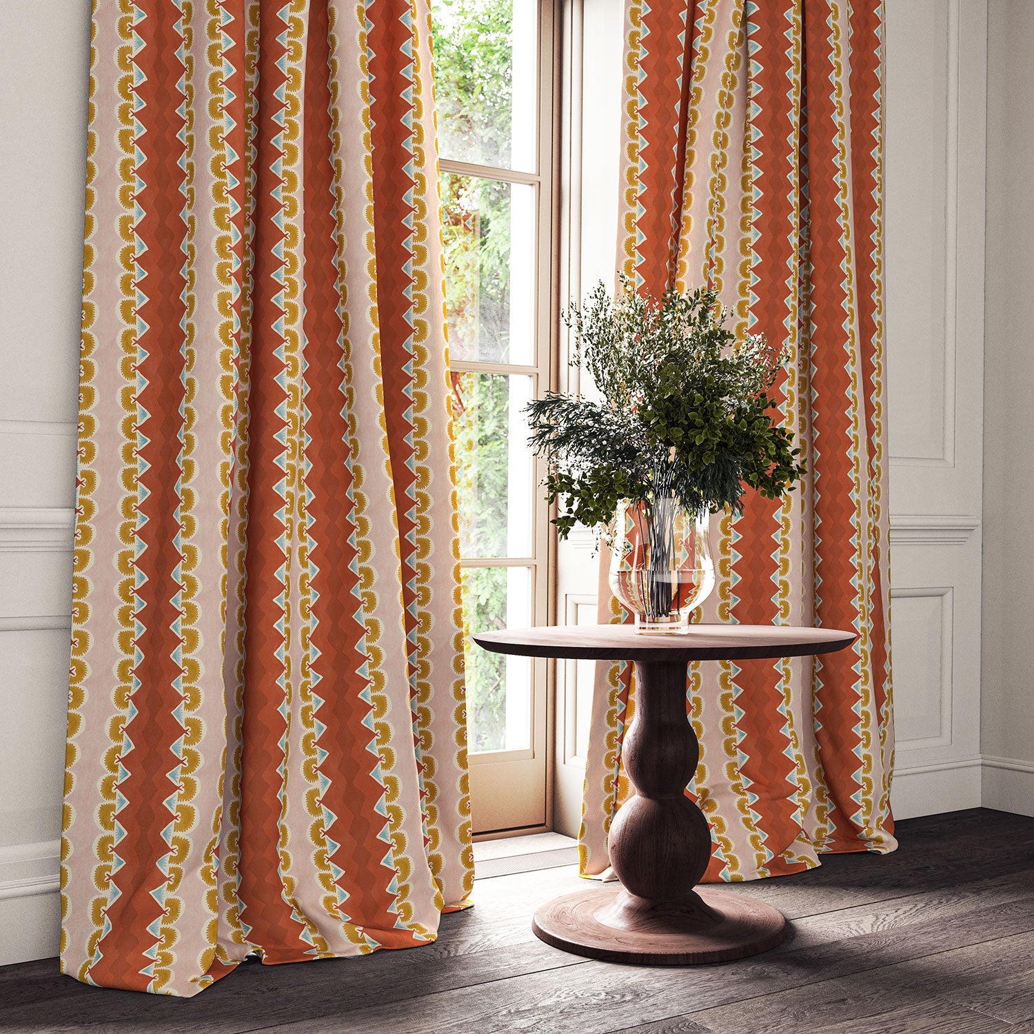 Linwood Taiki Brick Red FR Made to Measure Curtains