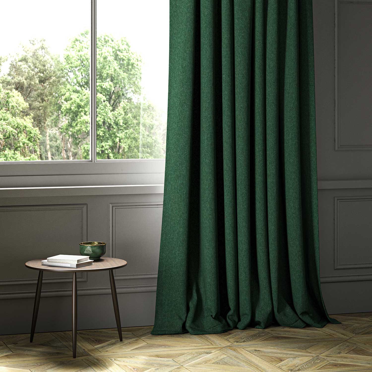 Linwood Lana Racing Green FR Made to Measure Curtains