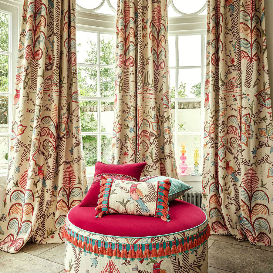 Linwood Songbird Linen Crimson Made to Measure Curtains