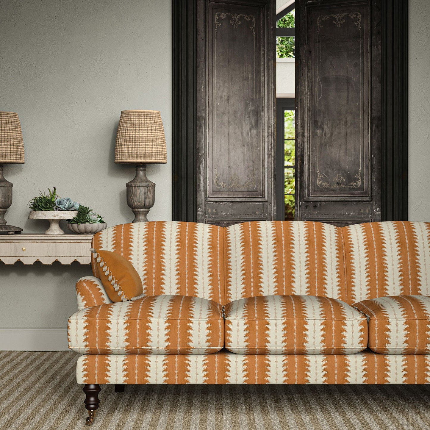 Linwood Ruched Cognac FR Made to Measure Curtains