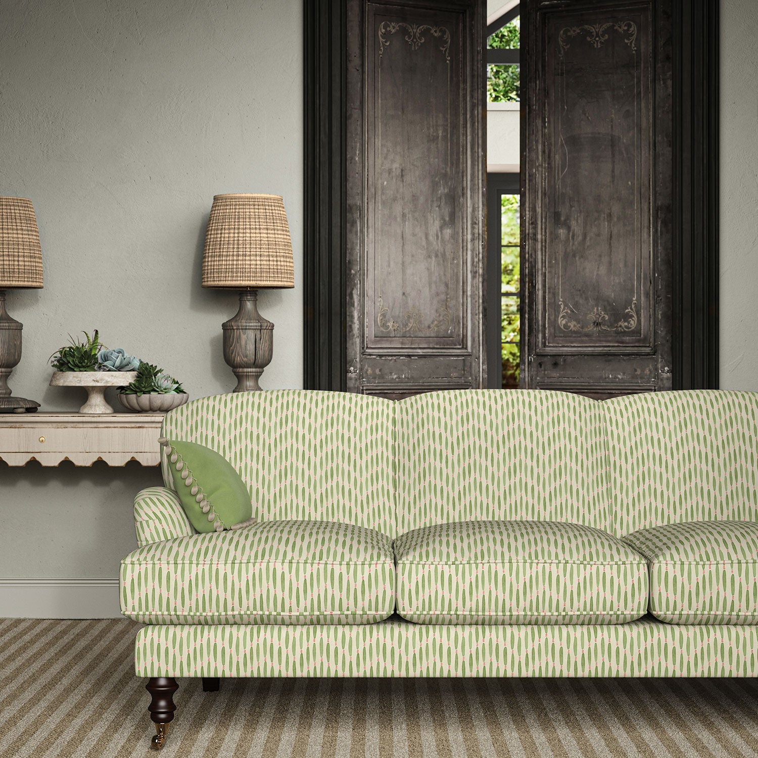 Linwood Smocked Cactus FR Made to Measure Curtains