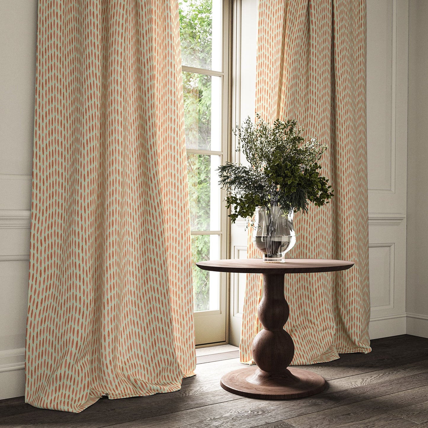 Linwood Smocked Coral Made to Measure Curtains