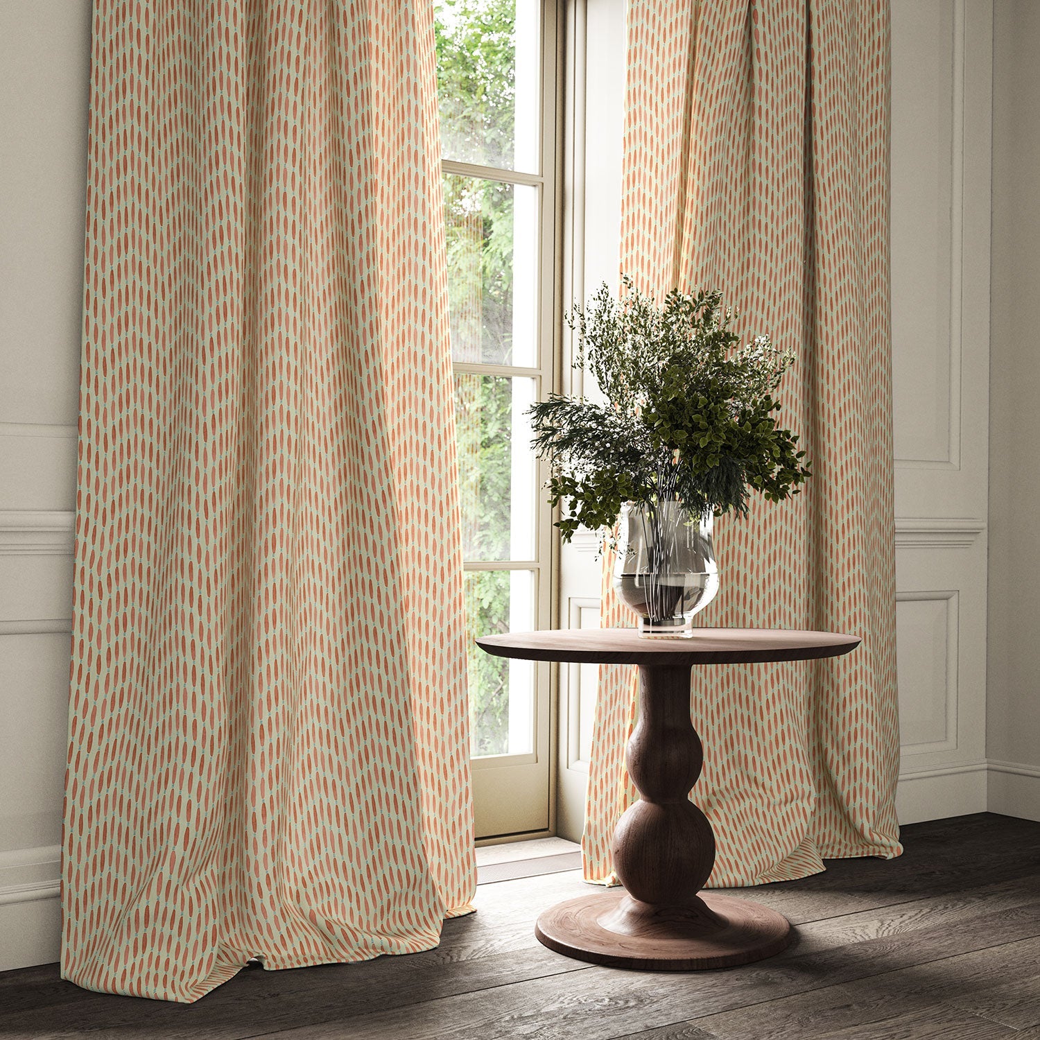 Linwood Smocked Coral Made to Measure Curtains