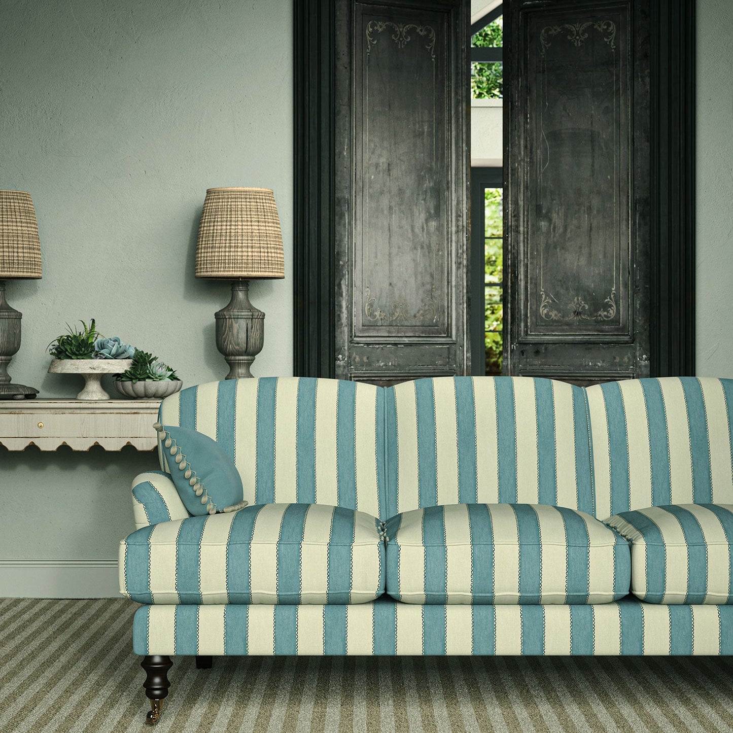 Linwood Lola Stripe Double Denim FR Made to Measure Curtains