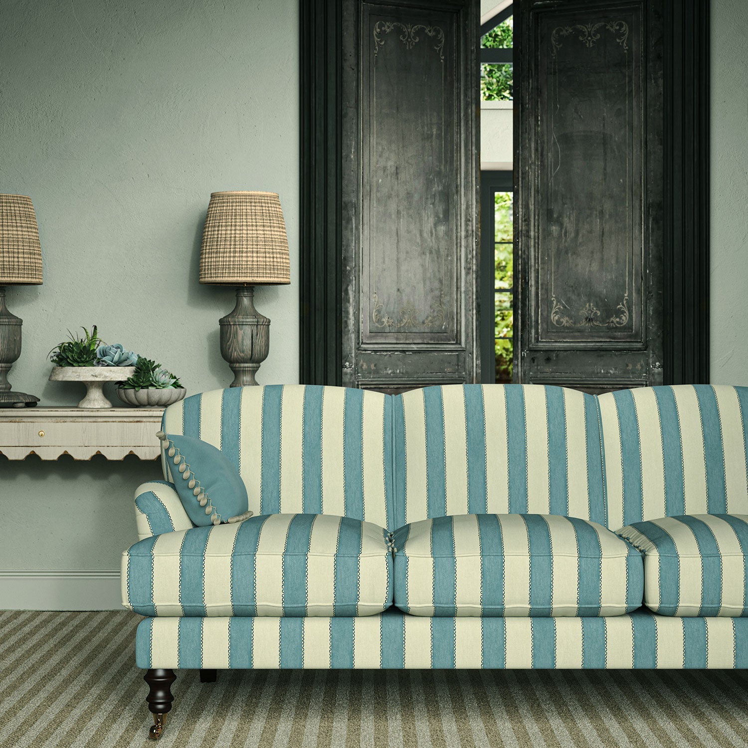 Linwood Lola Stripe Double Denim FR Made to Measure Curtains