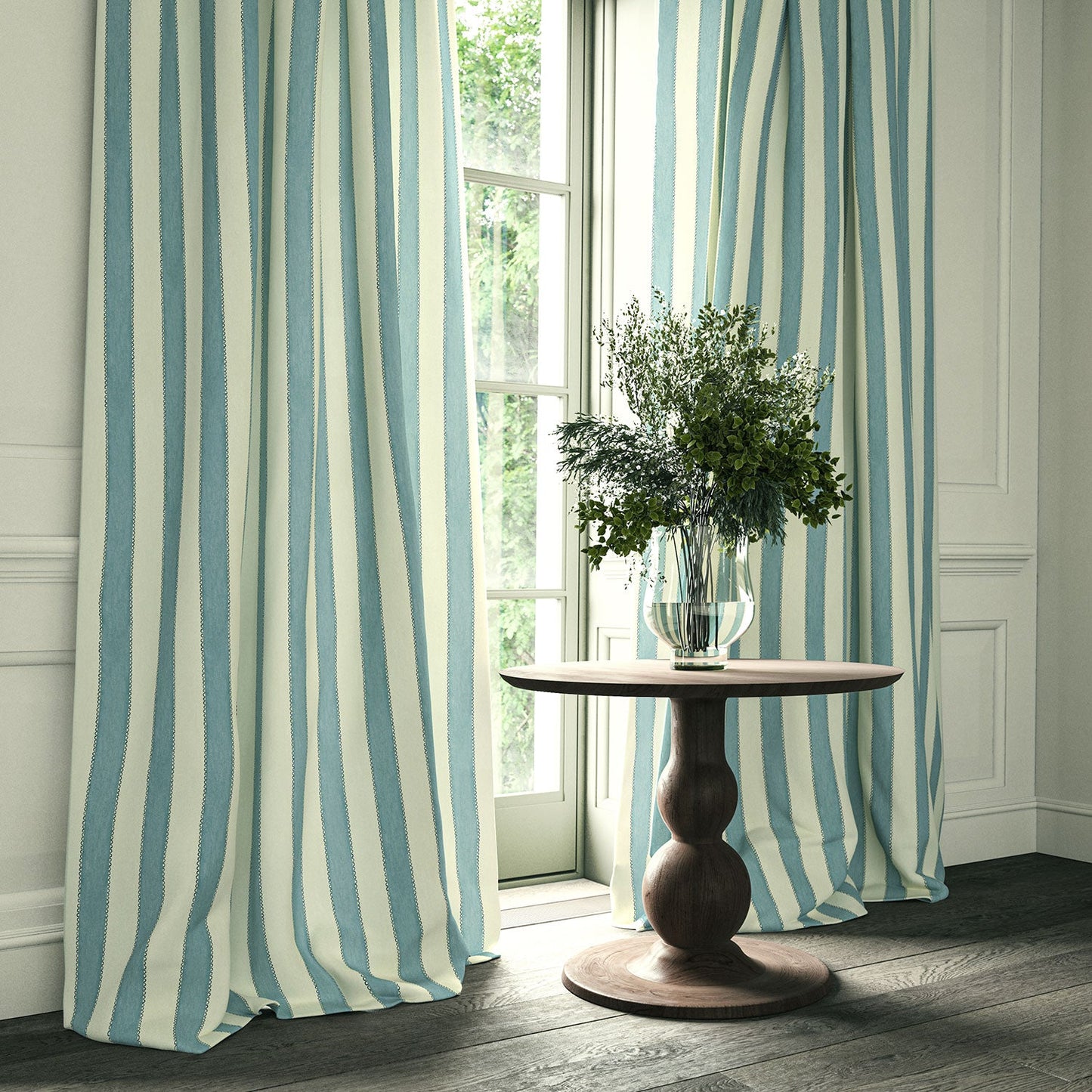 Linwood Lola Stripe Double Denim Made to Measure Curtains