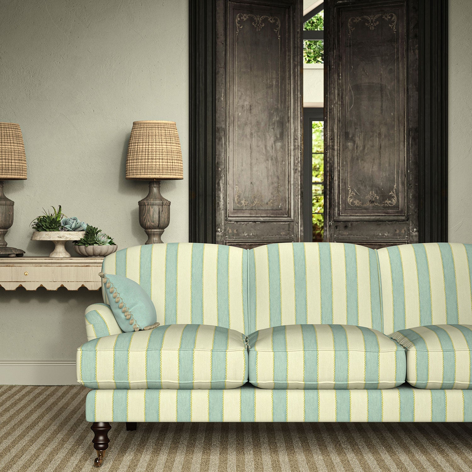 Linwood Lola Stripe Everglade FR Made to Measure Curtains