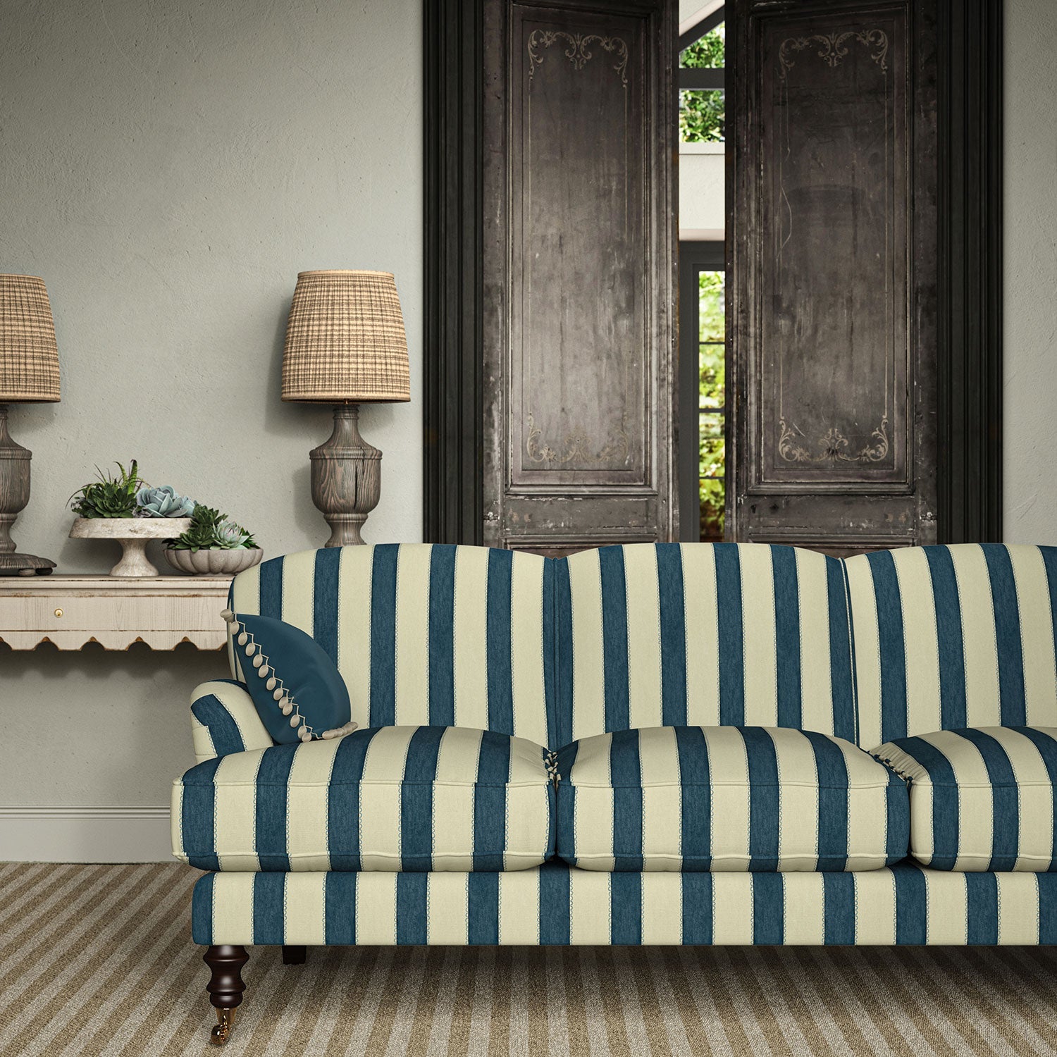 Linwood Lola Stripe Indigo Made to Measure Curtains