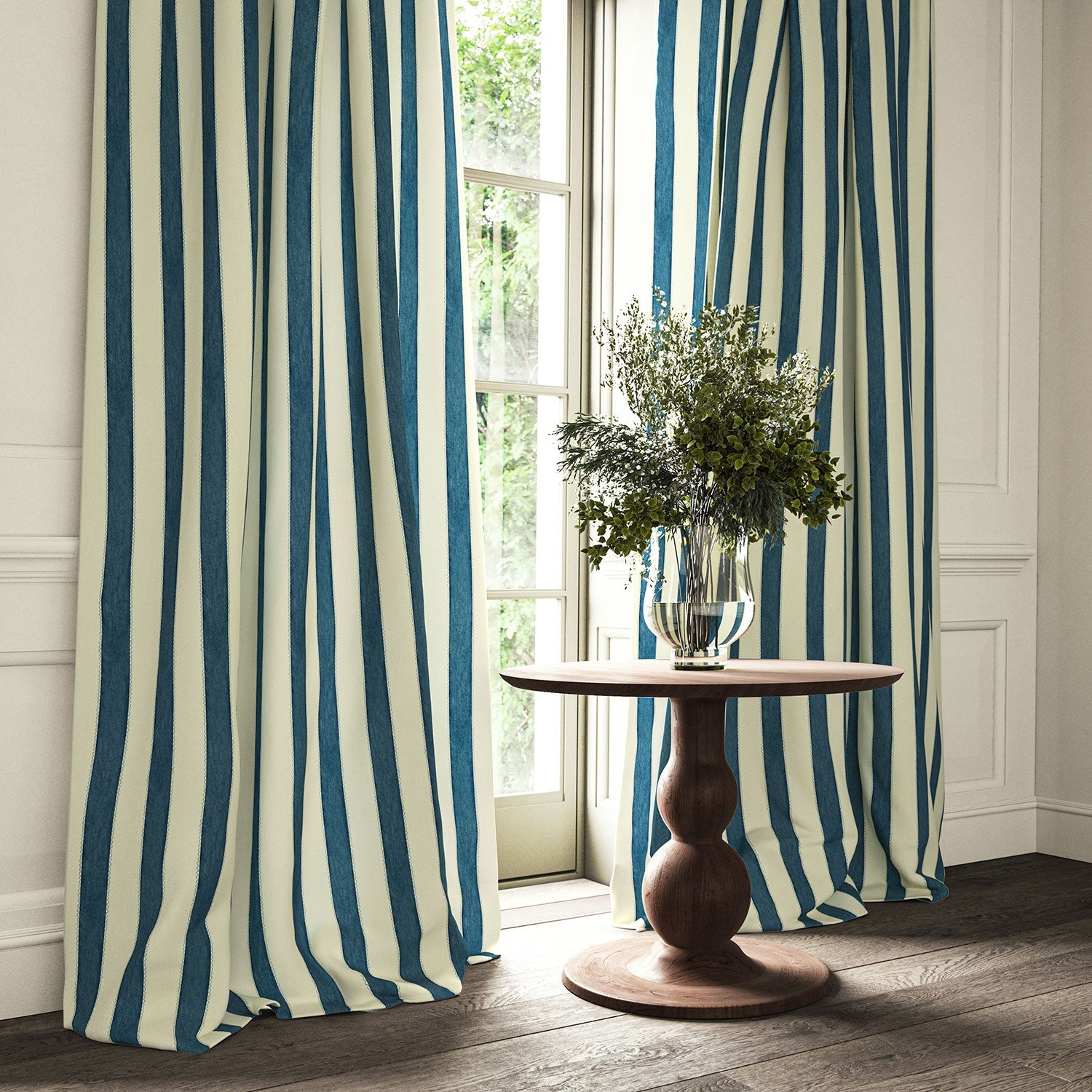 Linwood Lola Stripe Indigo Made to Measure Curtains