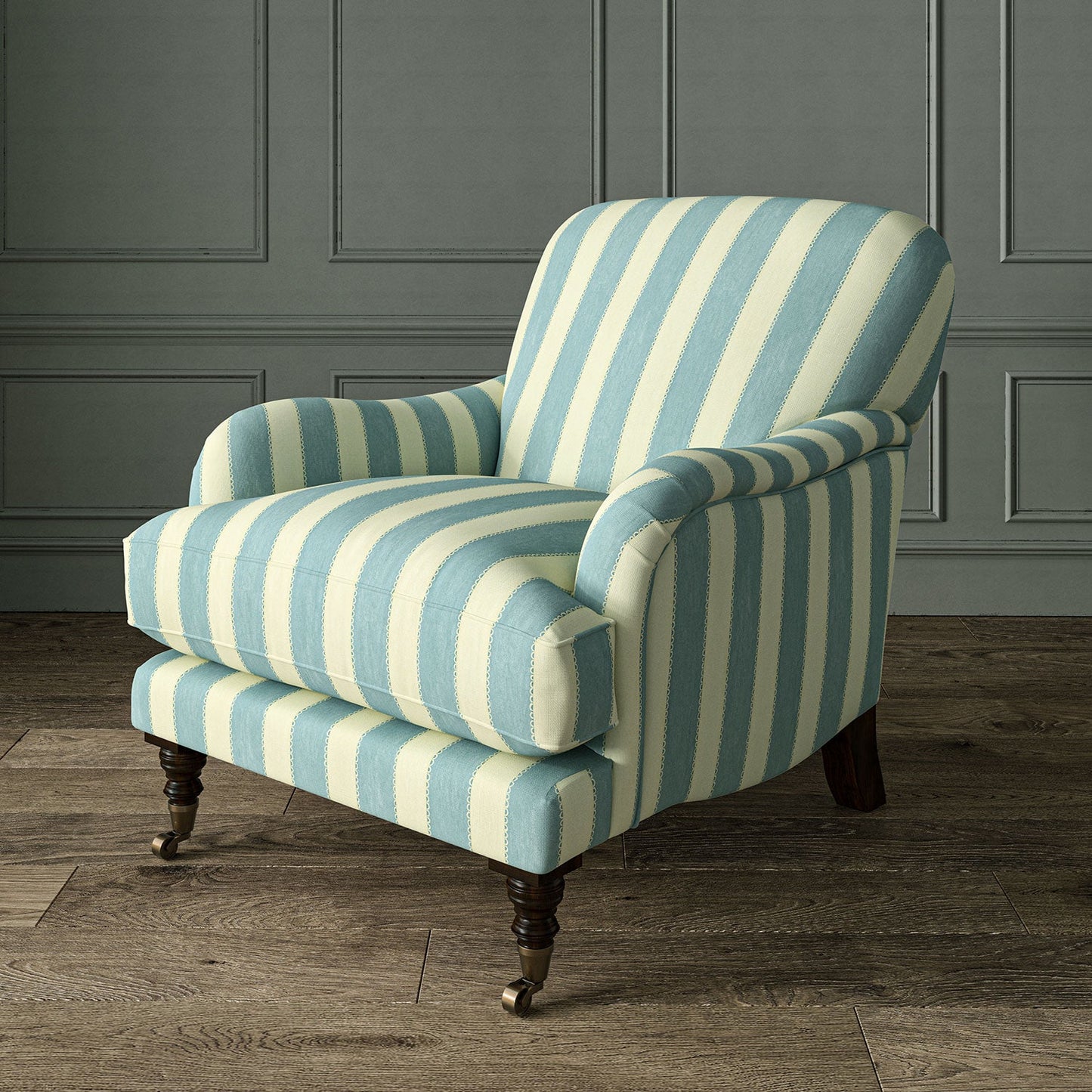 Linwood Lola Stripe Powder Blue FR Made to Measure Curtains