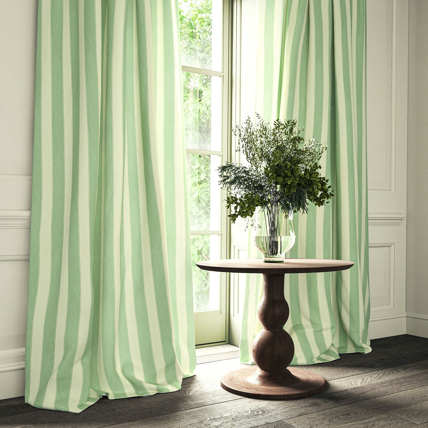 Linwood Lola Stripe Winter Green Made to Measure Curtains