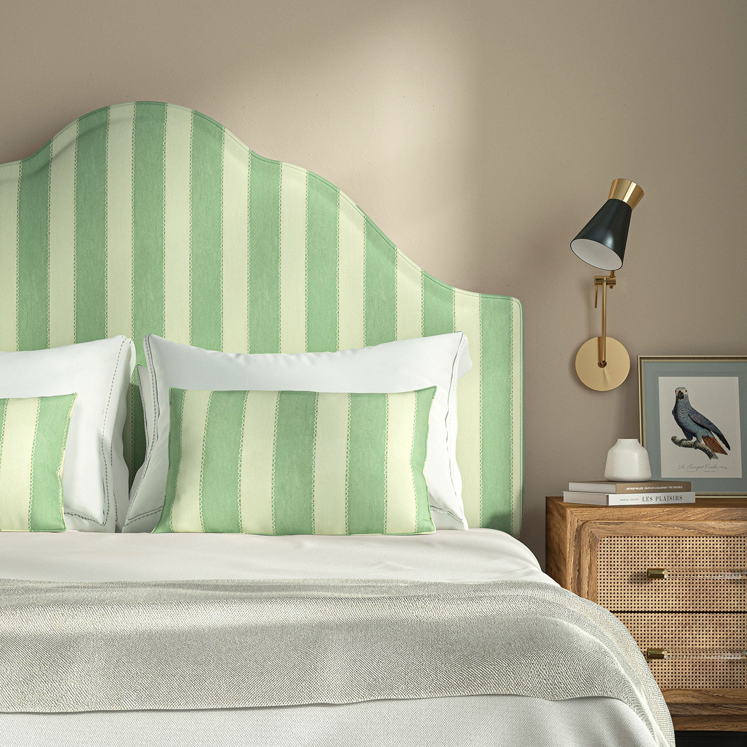 Linwood Lola Stripe Winter Green FR Made to Measure Curtains